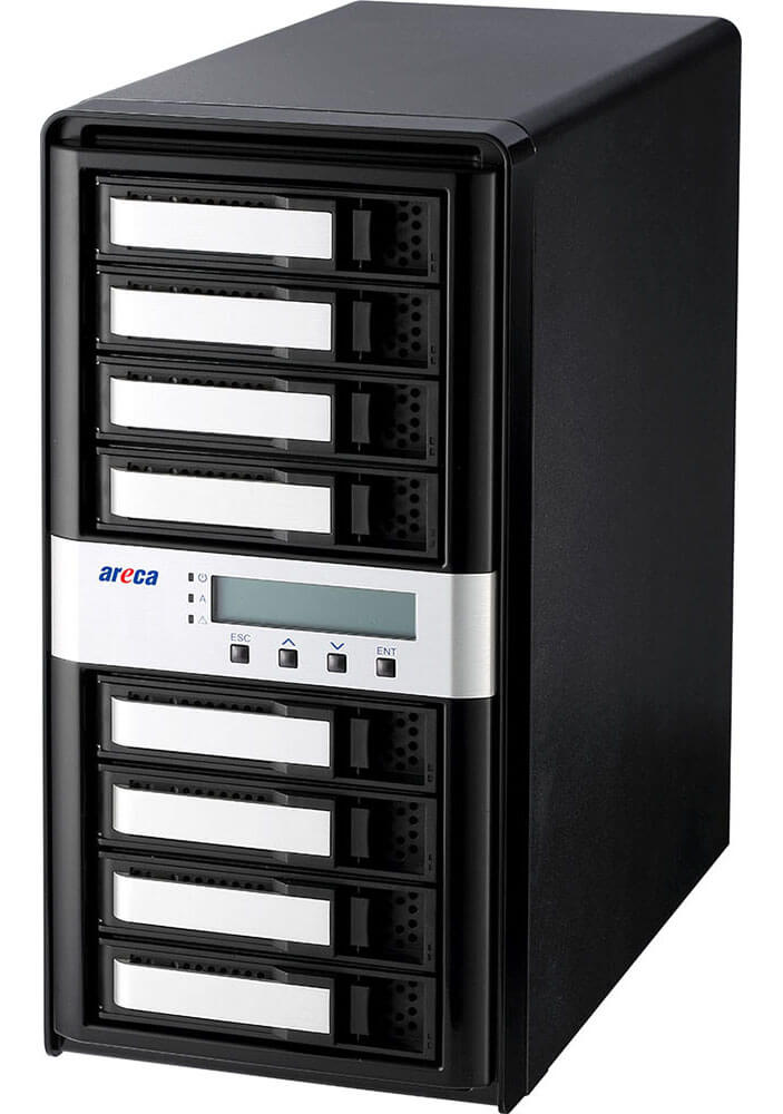 Areca Desktop RAID, 8x 3.5" 12Gb/s SAS,   2x 80/120Gb/s TB5 & USB 3.2 Gen 2
